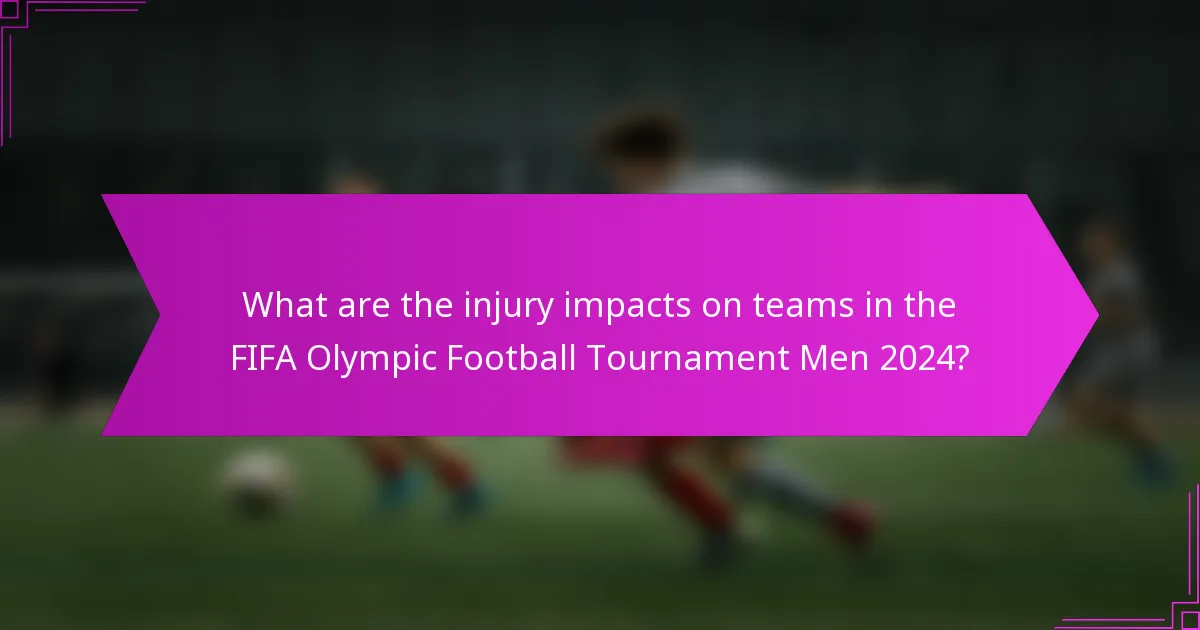 What are the injury impacts on teams in the FIFA Olympic Football Tournament Men 2024?