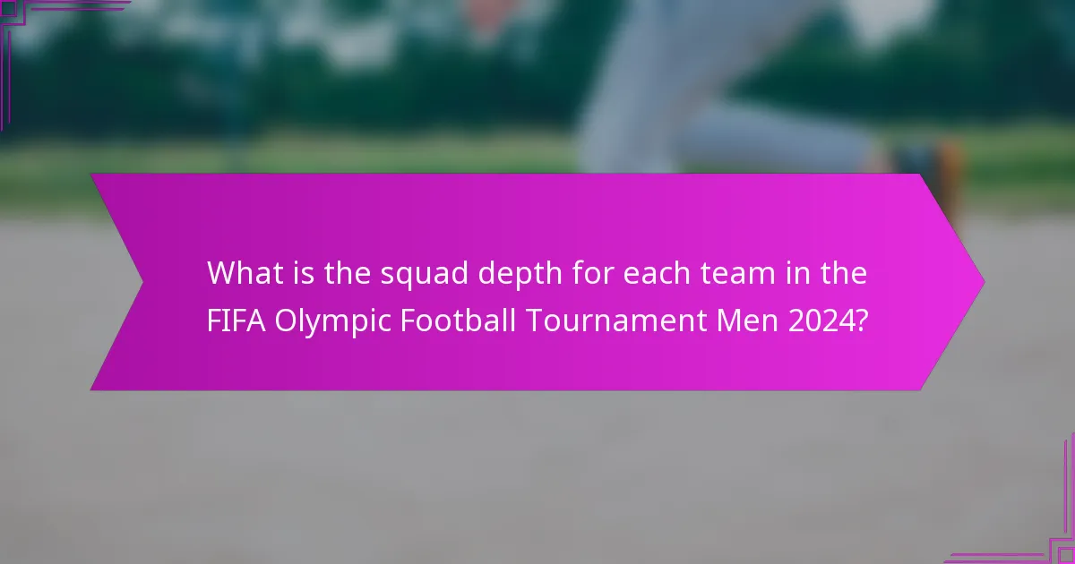 What is the squad depth for each team in the FIFA Olympic Football Tournament Men 2024?