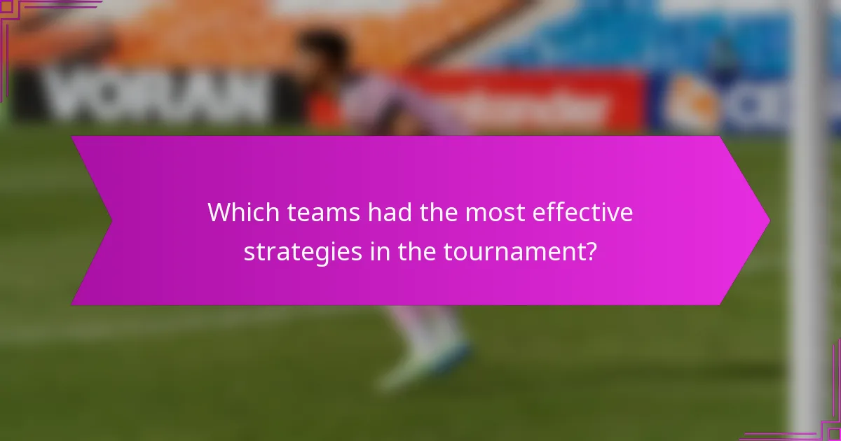 Which teams had the most effective strategies in the tournament?