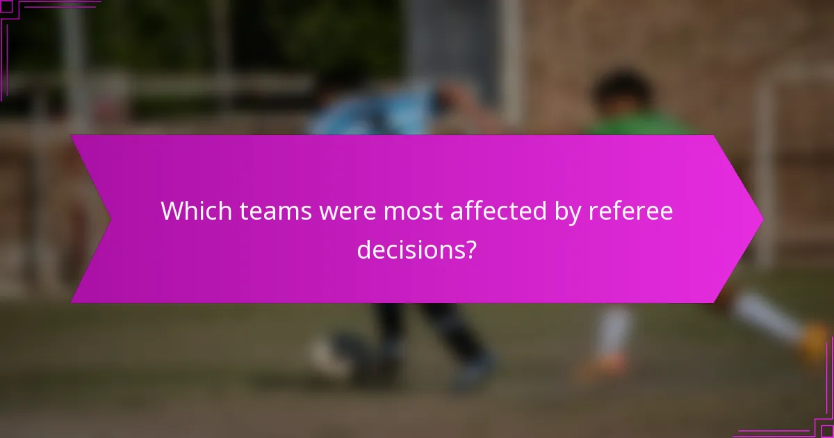 Which teams were most affected by referee decisions?